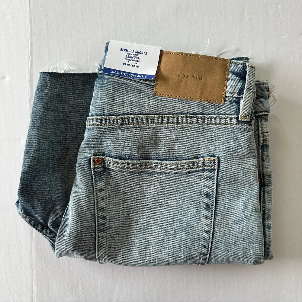H&M Cutoff jean shorts Bermuda Stone Washed Denim Shorts Size 10 NWT Bermuda - Image 8