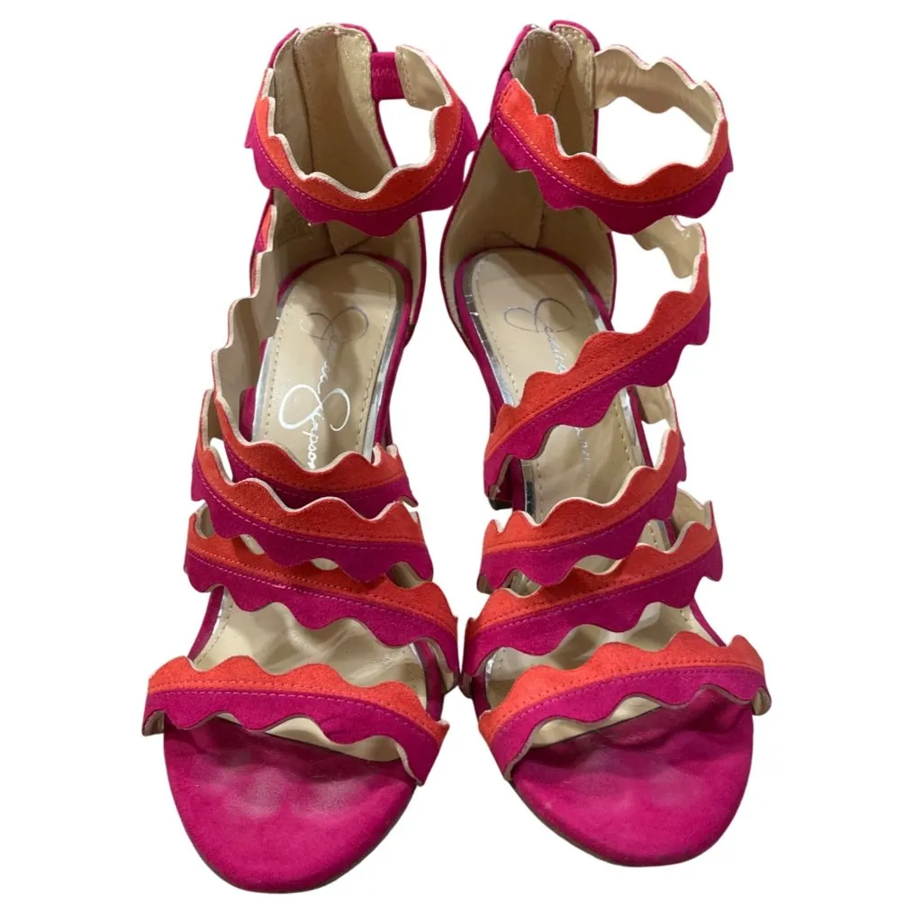 Jessica Simpson Caveena Strappy Heel Shoe Pumps Sandals Size 7M Pink Orange - Image 4