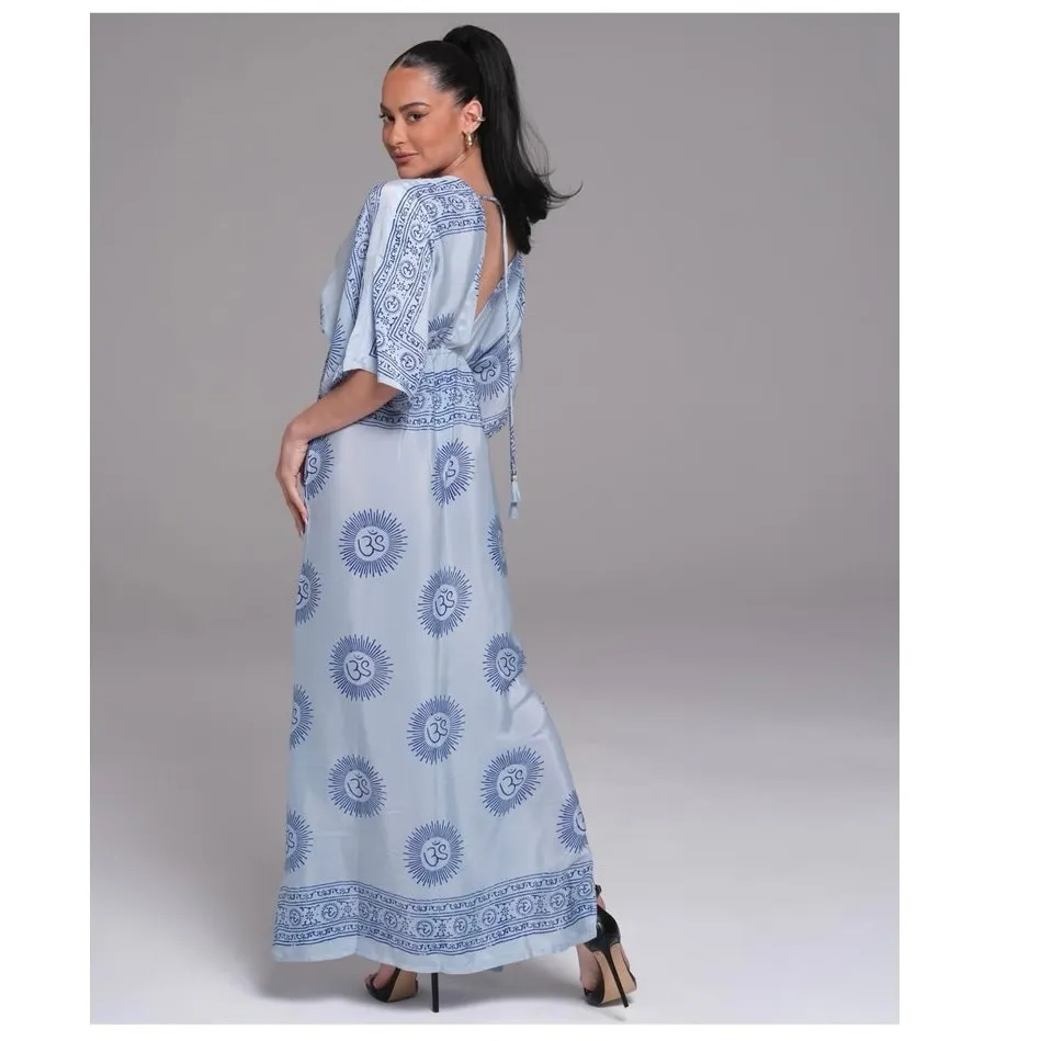 Karma Highway Easy Travel Maxi Dress One Size Kimono Satin Bohemian Hippie Pink - Image 13