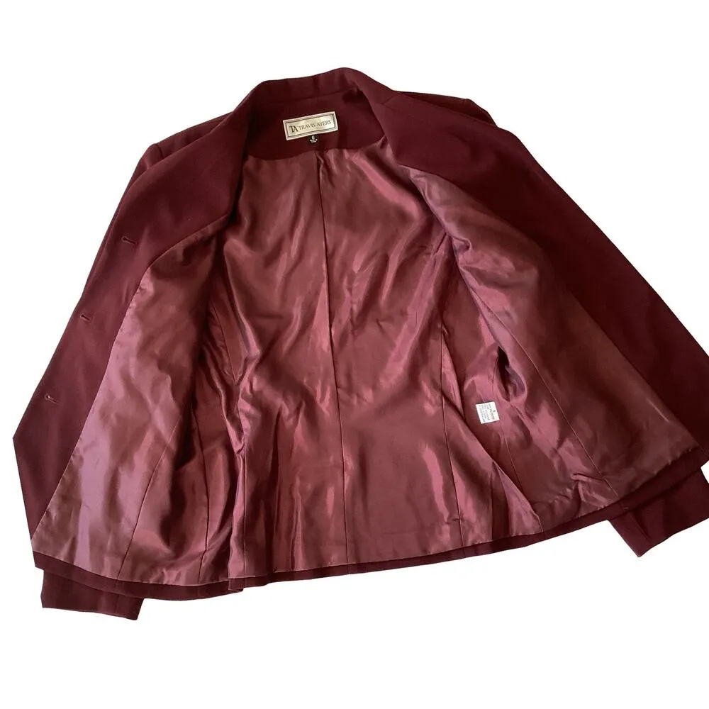 Travis Ayers Wine Red Blazer and Blouse Set Size 6 - Image 6