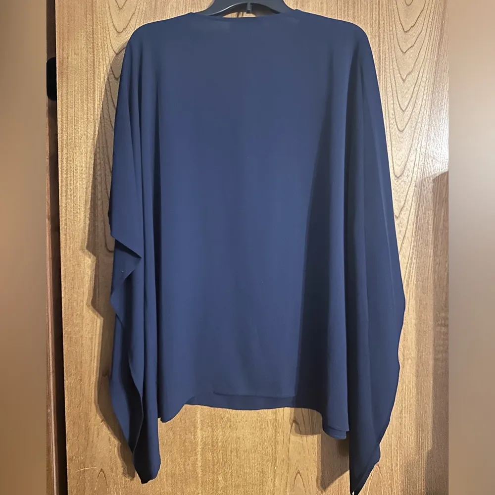 L/XL Micheal Kors Elegant Navy Blue Women's Top with Ring Detail - Image 2