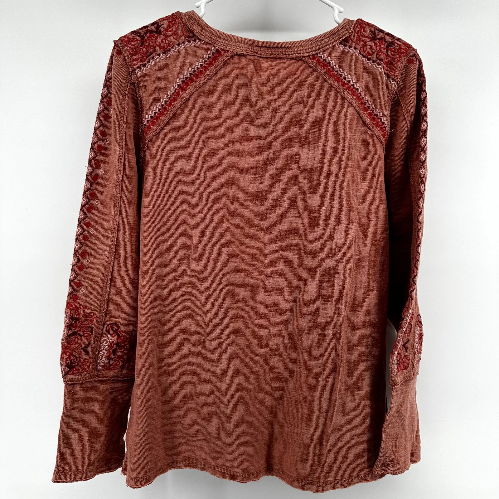 Sundance Snowflurries Thermal Floral Embroidered Crew Neck Knit Coral Medium - Image 5