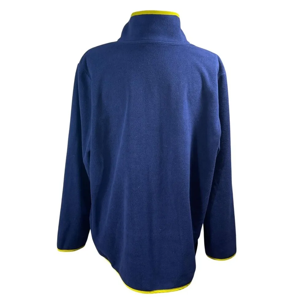 Susan Graver Weekend Fleece Jacket Snap Navy Yellow Size XL Extra Large - Image 3