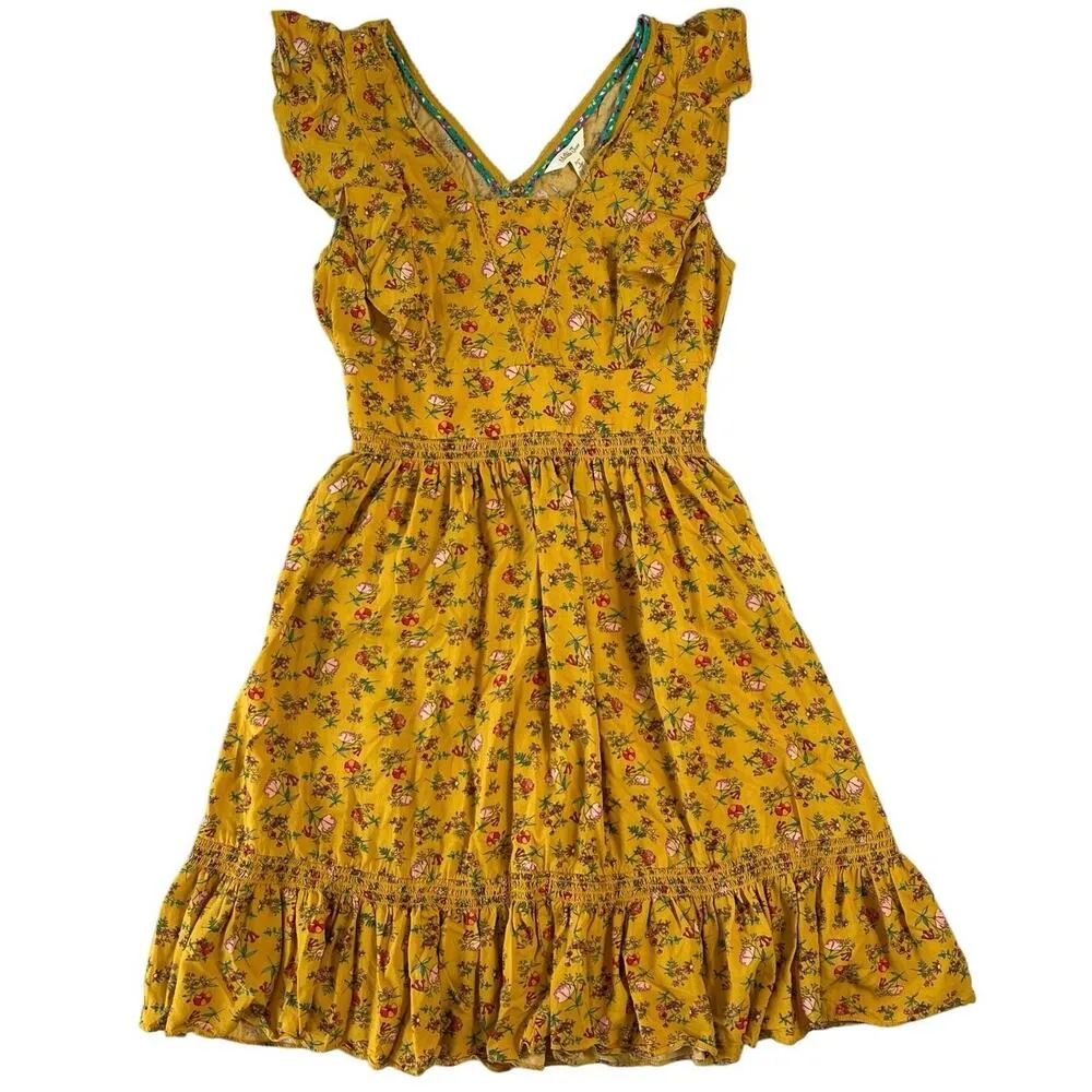 Matilda Jane Women's Small Fantasy Fancy Fairy Whimsical Yellow Floral Dress - Image 2
