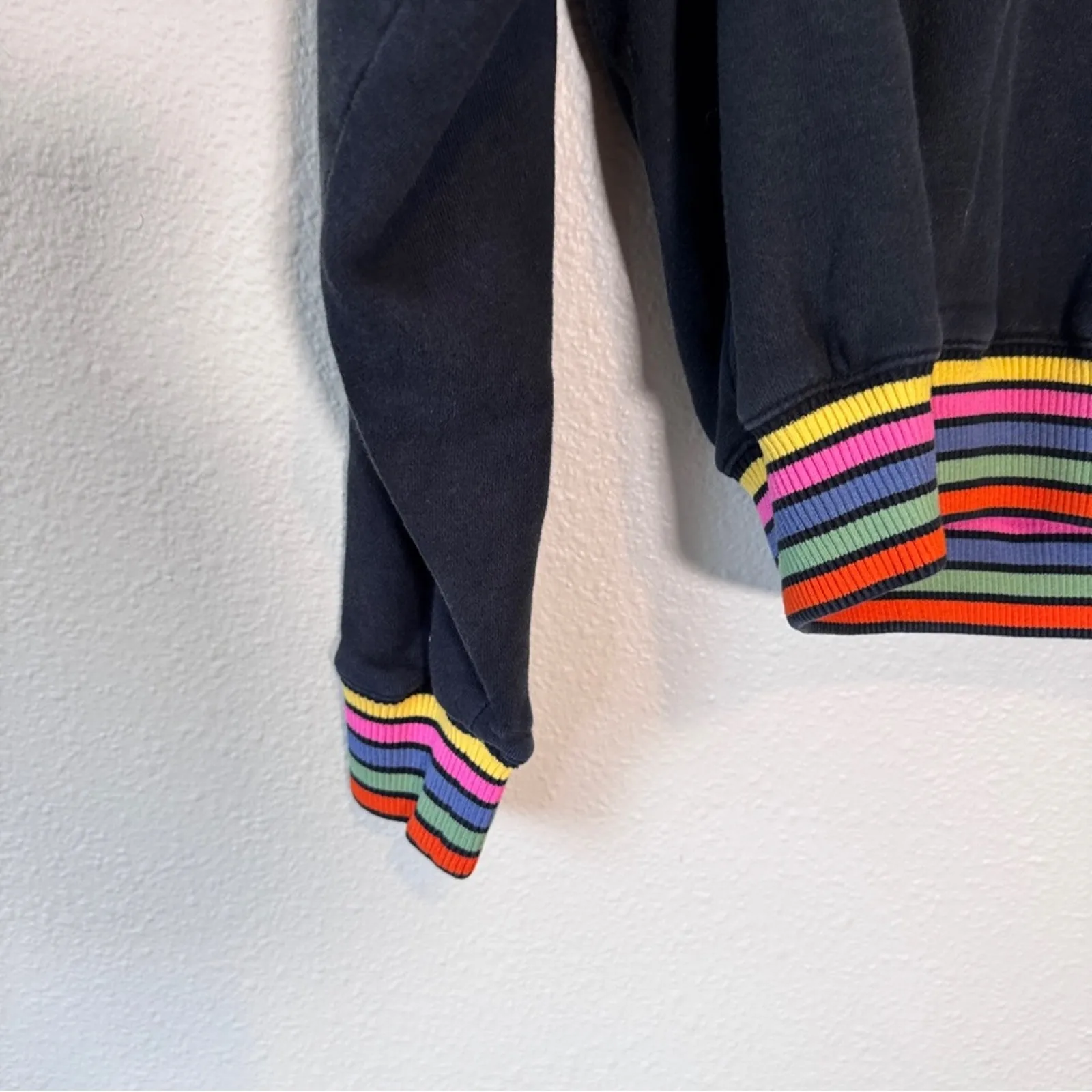 Teddy Fresh Black Rainbow Crew Neck Sweatshirt Womens S Embroidered Cozy Fall - Image 2