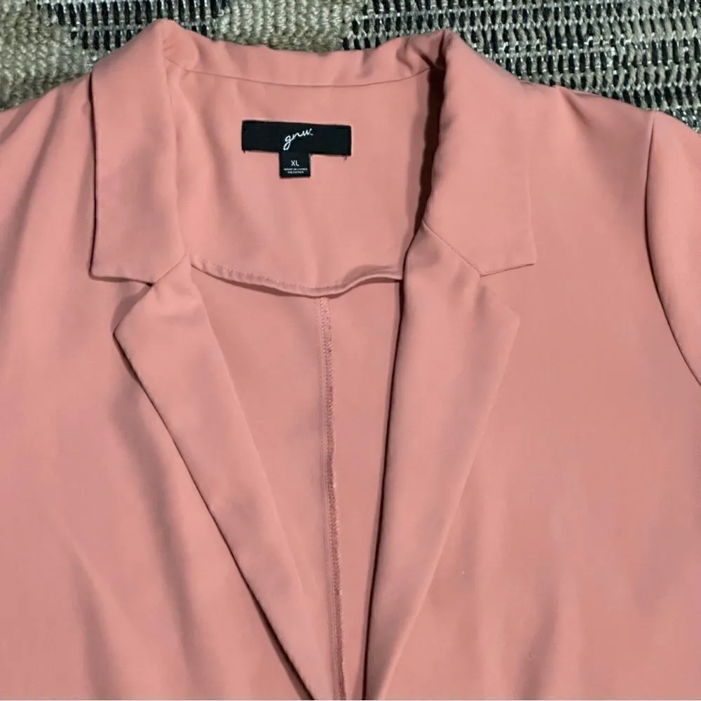 GNW Pink Open Front Knot Cuff 3/4 Sleeve Office Blazer Pink Size XL - Image 7