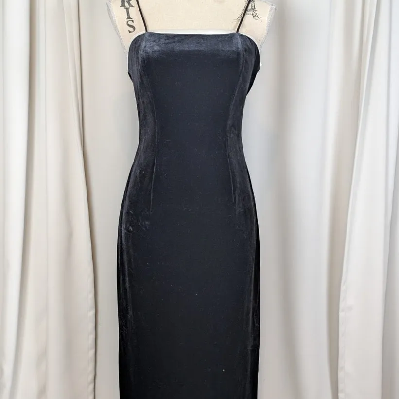 Vintage Y2K Betsey & Adam Velvet Long Formal Dress Black and White Size XS - Image 15
