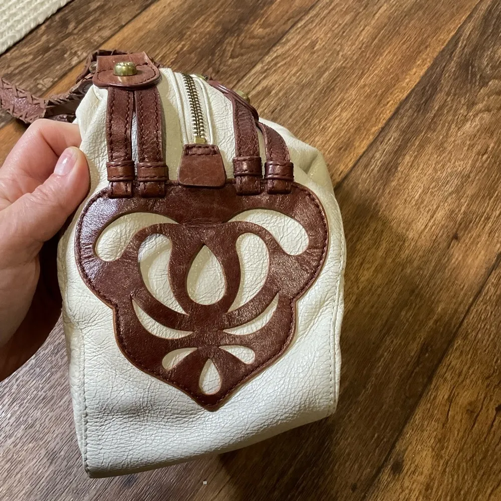 Allison Scott Handbag Purse White With Brown Leather‎ Detail Purse Shoulder - Image 6