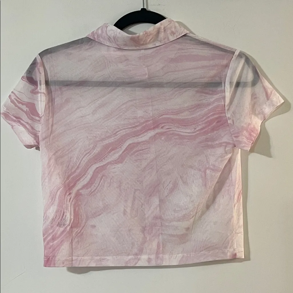 Elodie Sheer Pink Swirl Crop Top - Image 5