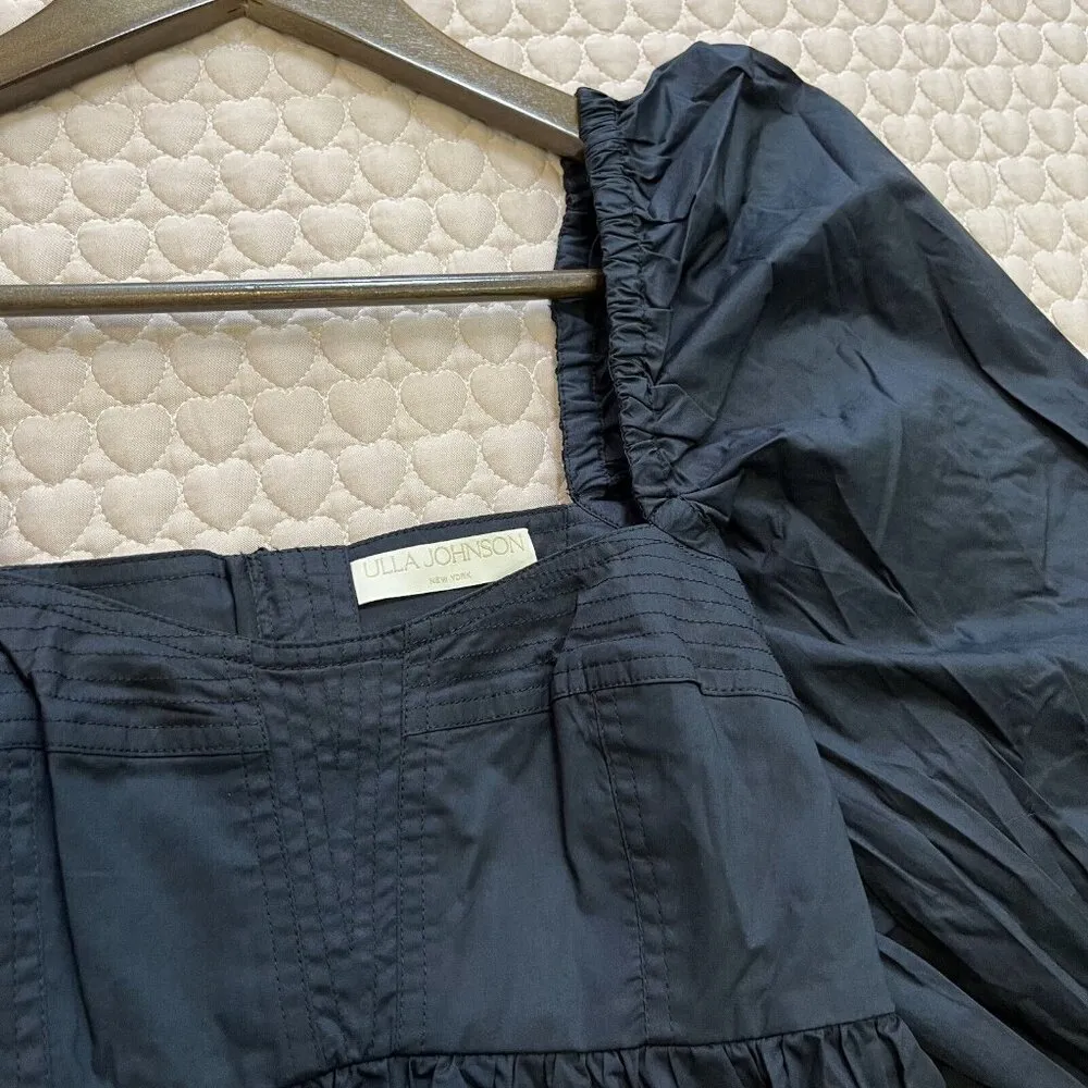 NWOT Ulla Johnson Alita Fully Pleated Mini Dress Black Size 4 Cotton - Image 9