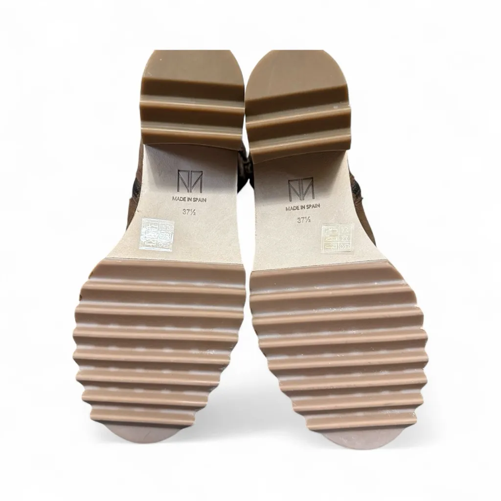 Tamara Mellon Suede Buckle Moto Boots Brown Size 7.5 - Image 4