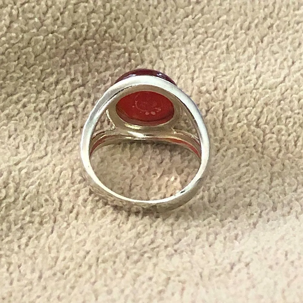 Carnelian and Sterling Silver Statement Open Band Ring - Image 7