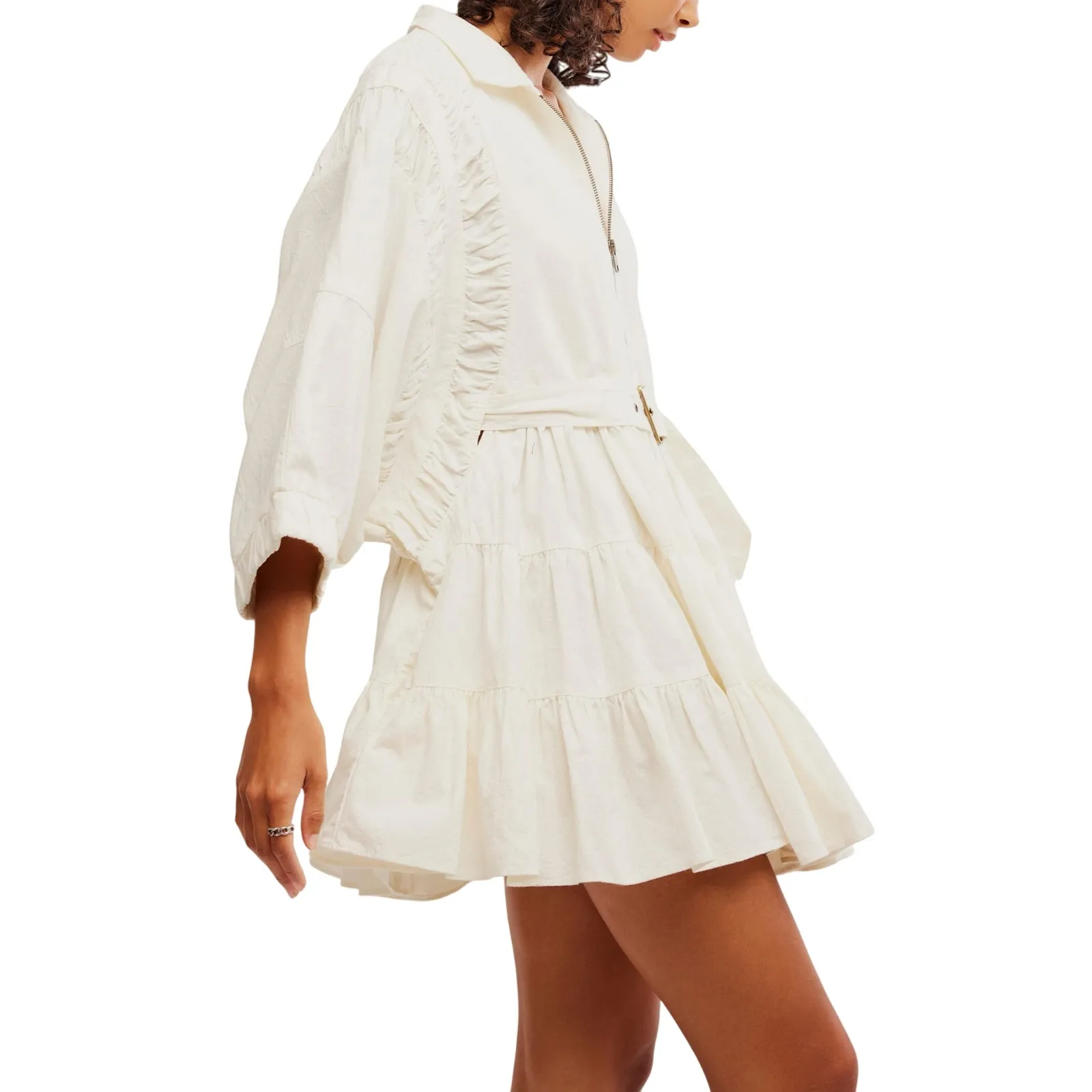 FREE PEOPLE Ivory Hampton Mini Dress Size L P2P 33.5” New w/o Tag MSRP $198 SOO - Image 2