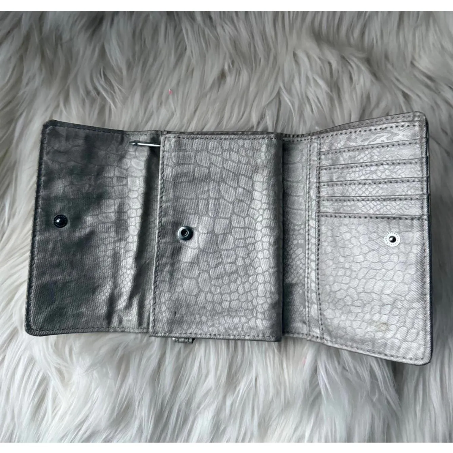 Kipling Metallic Silver Croc-Embossed Women's Wallet - Image 3