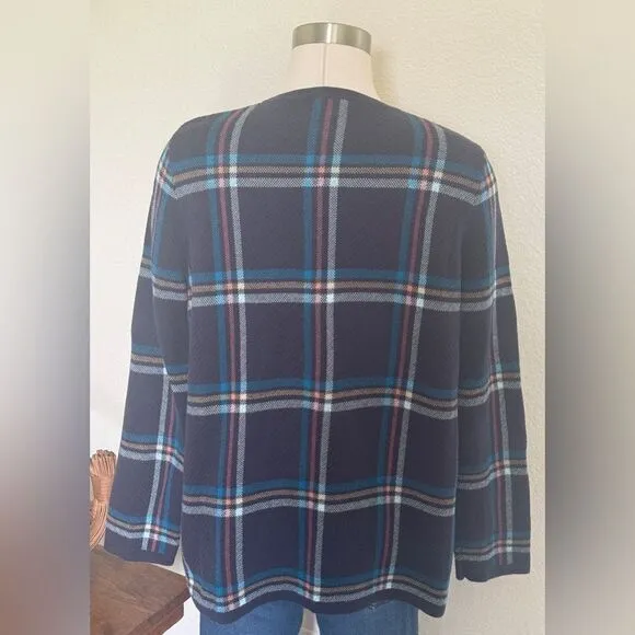 TALBOTS Cotton Plaid Cardigan cottage‎ core laying - Image 2