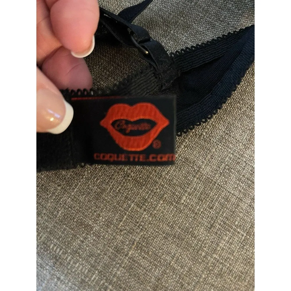 NEW Coquette Black Satin/ Lace Bra Women’s Size Small Style 1194 - Image 4