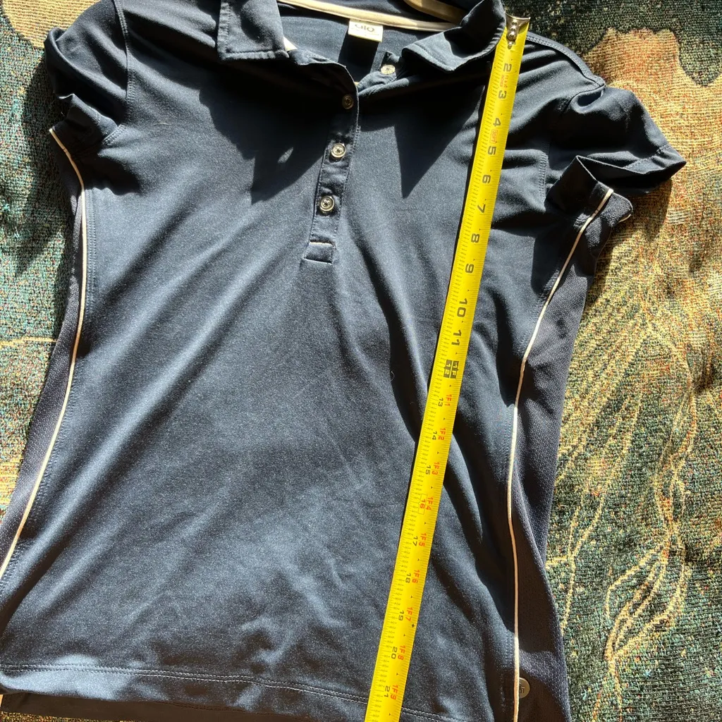 ALO Yoga Navy Blue Button Down Polo Shirt Golf 1/4 Button SZ S Designer Fitted - Image 10