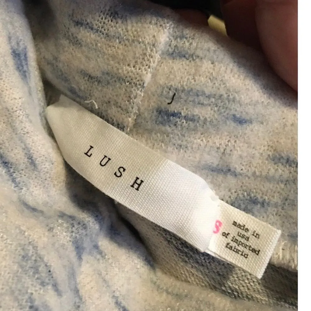 NEW Lush Women’s Size Small Drawstring Speckle Blue Hem Pullover - Image 4