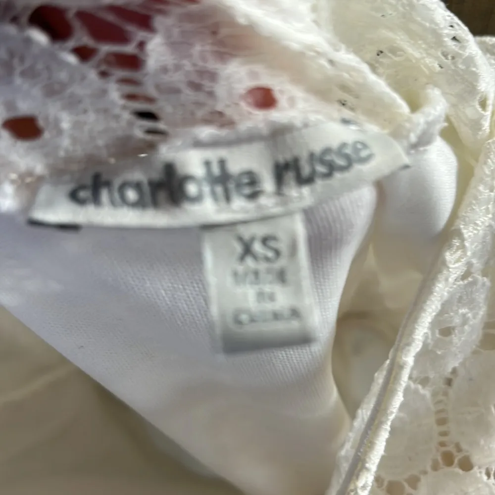 Off White High Low Flowy Dress Womens XS Lace - Image 7