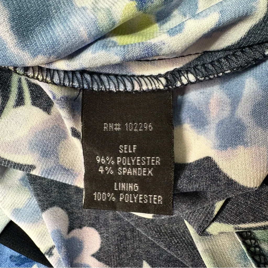 Connected Apparel Floral Ruched Sheath Dress Black Blue Size 8 - Image 10