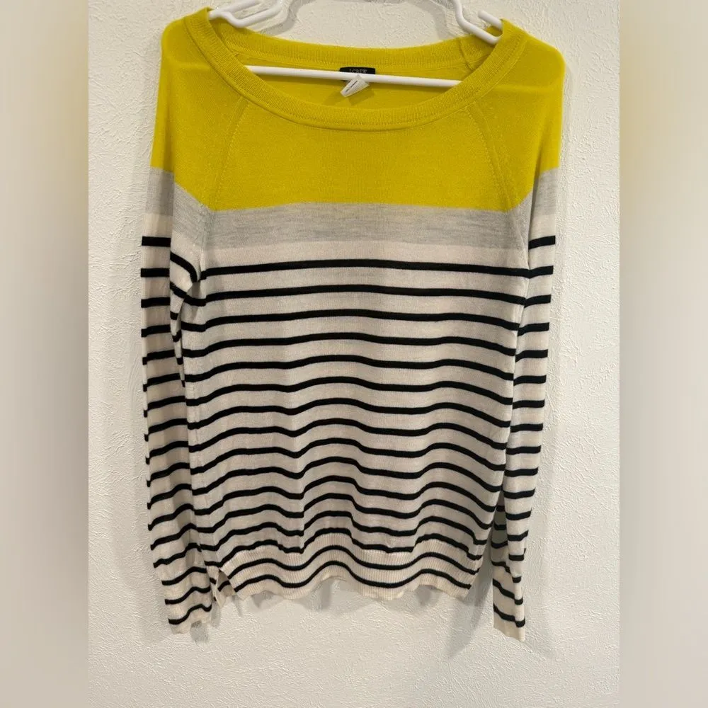 J. Crew Colorblock Striped Cashmere Boatneck Sweater – Summerweight – Size S - Image 3