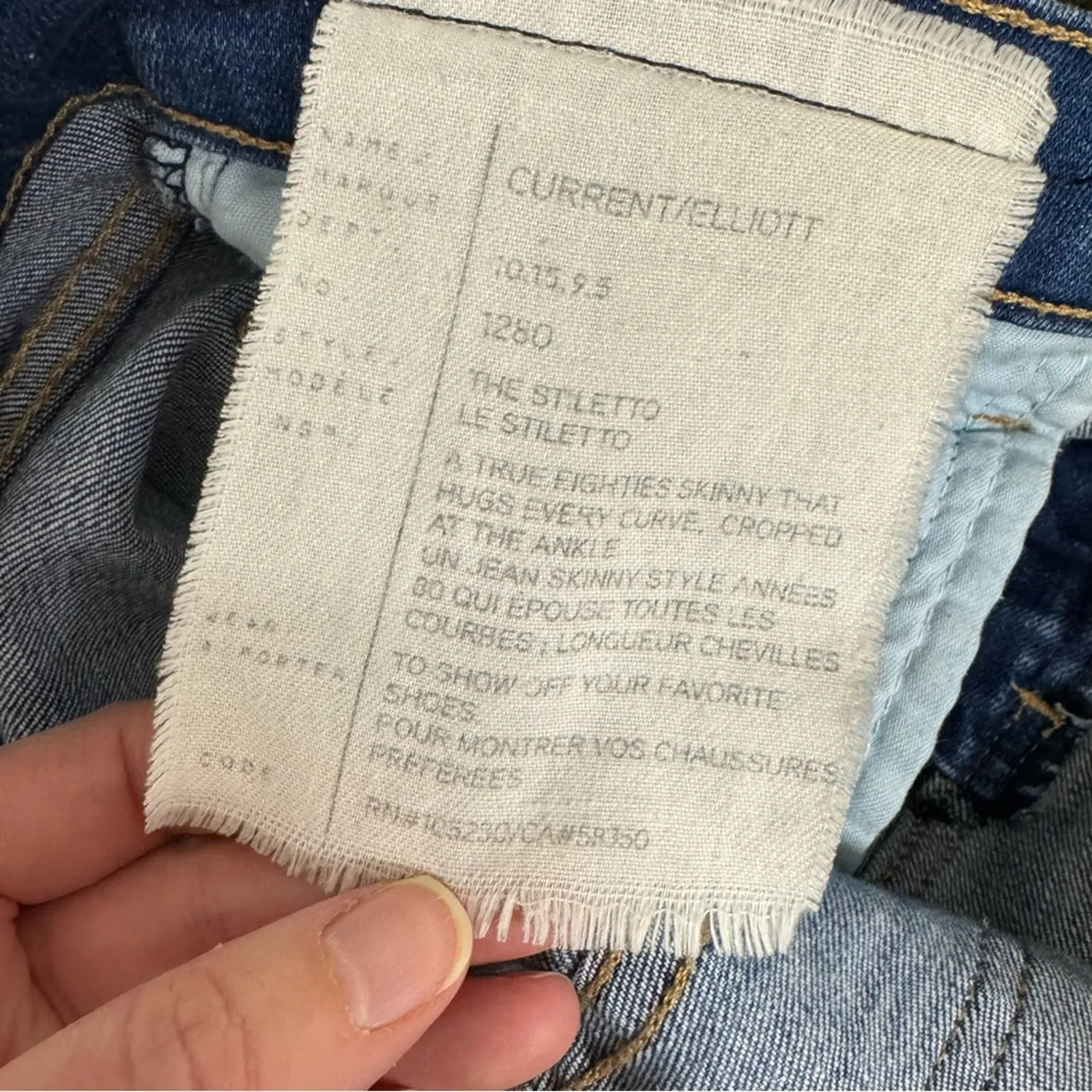 Current Elliott Anthropologie Distressed The Stiletto Low Rise Skinny Jeans 28 - Image 9