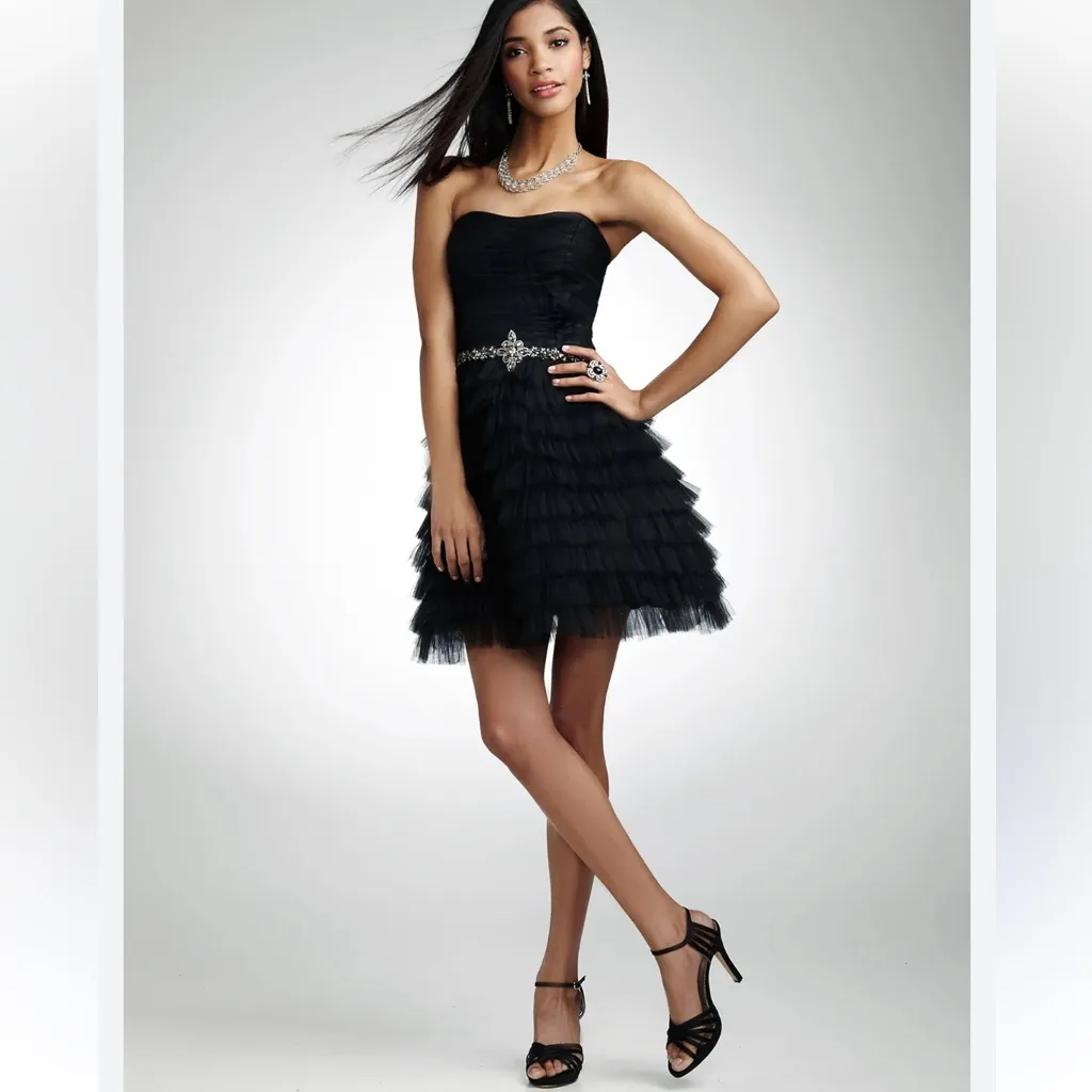 David’s Bridal Short Strapless Tiered Tulle Dress - Image 10