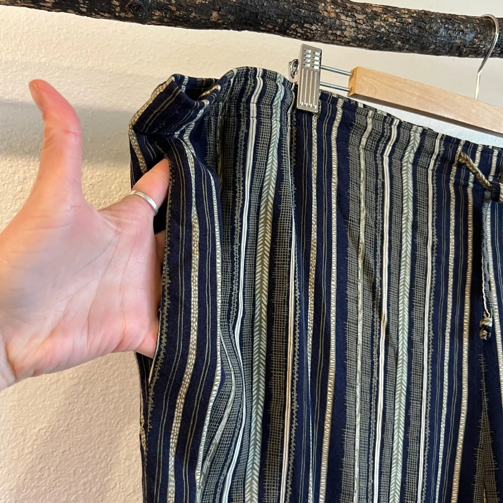 Sag Harbor Green & Blue Vertical Printed Drawstring Ankle Cropped Pants Size XL - Image 3