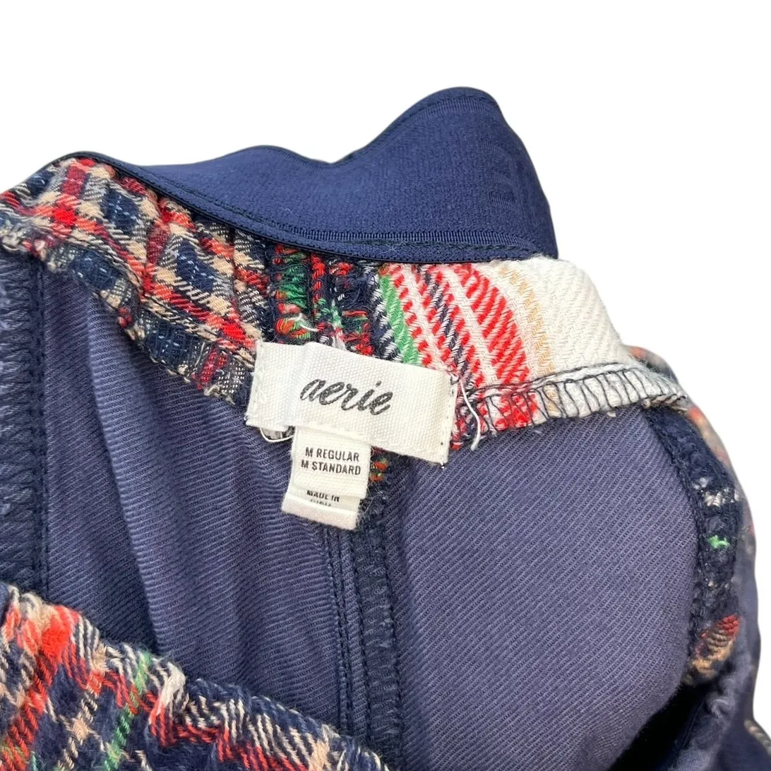 Aerie Flannel Pajama Set Madras Plaid Check Leopard Blue Red Size Small / Medium - Image 10