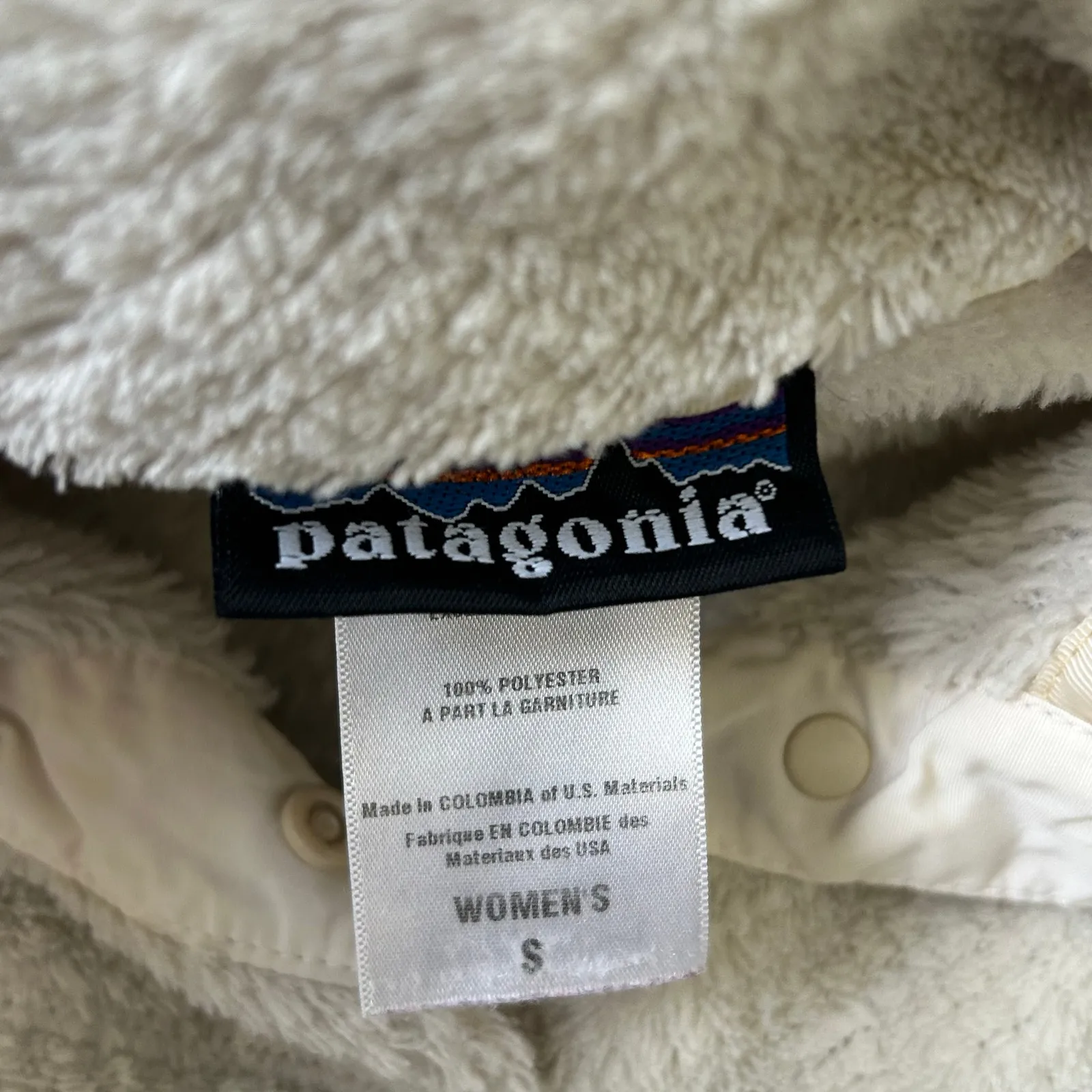Patagonia Lightweight Snap T Fleece Pullover Womens Small Off White Cream Jacket - Image 3