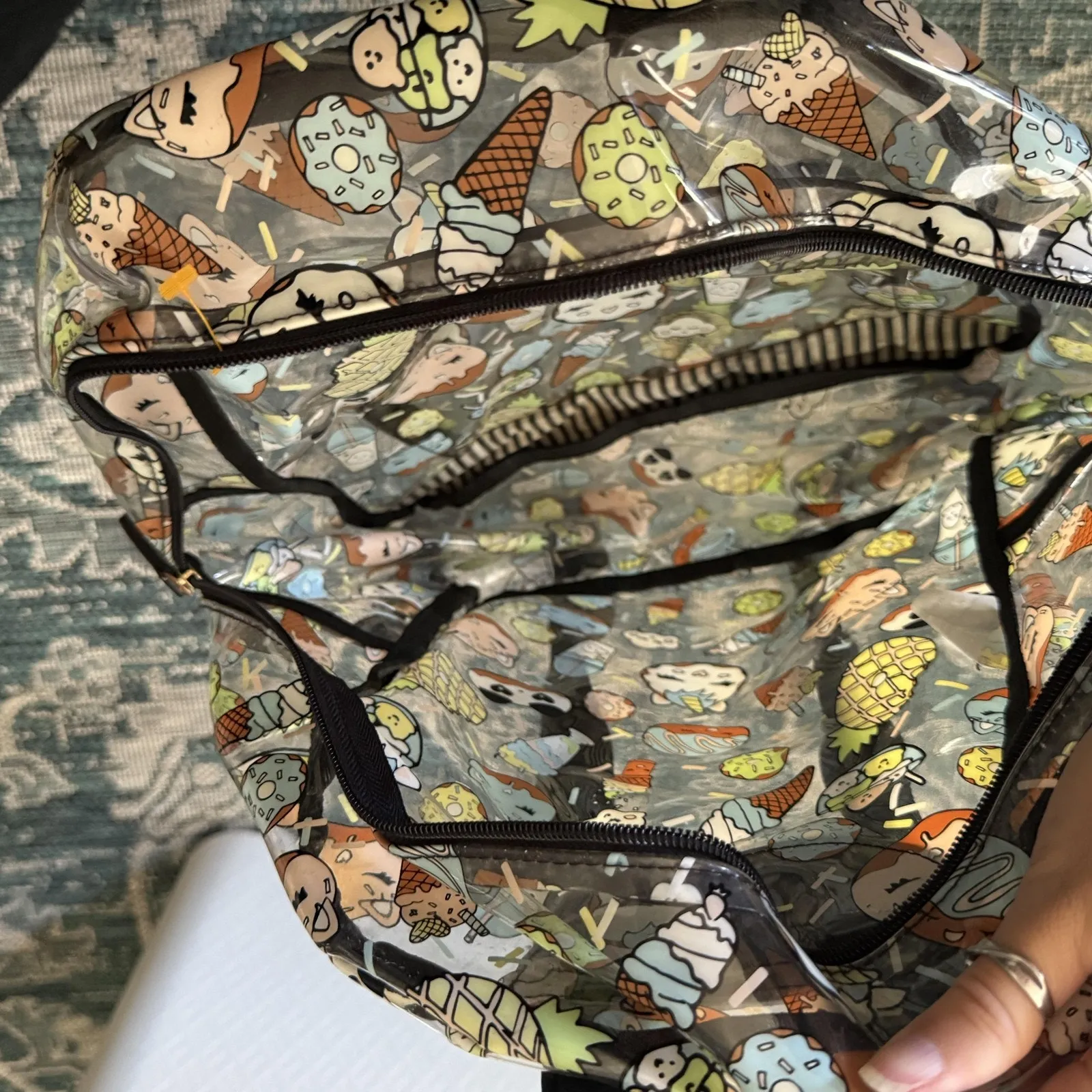 Betsy Johnson‎ Backpack Large Clear Kawaii Cat Food Pineapple Ice Cream Donut - Image 2