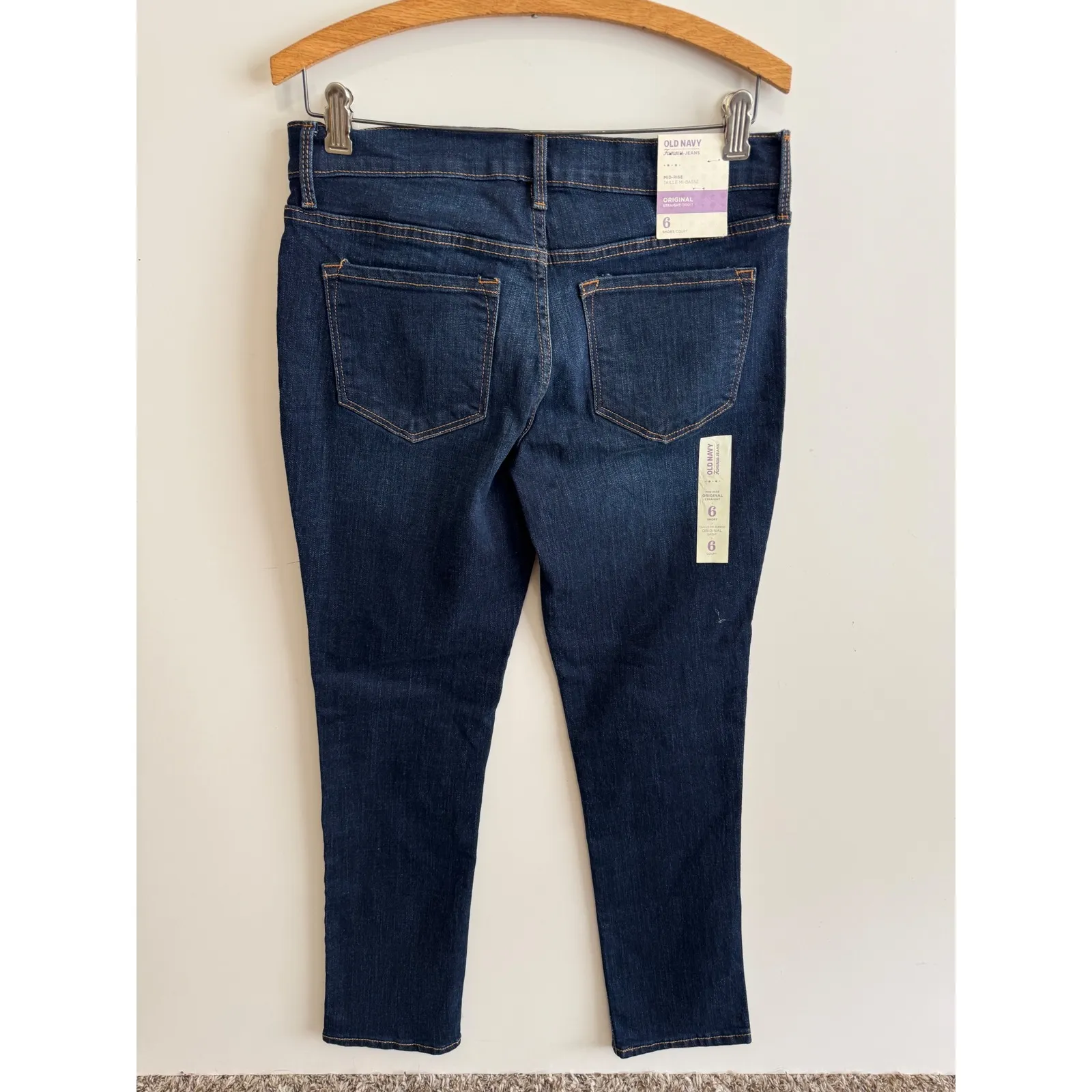 Old Navy Original Straight Leg Mid Rise Dark Wash Denim Jeans Women Size 6 Short - Image 3