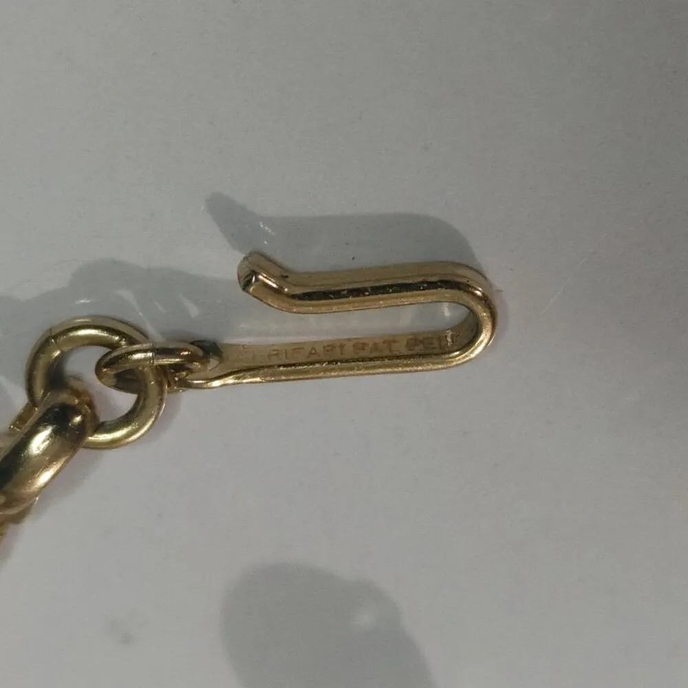 Vintage Trifari Necklace Pat Pend Gold Tone Faux Pearl Rhinestone Pendant - Image 5