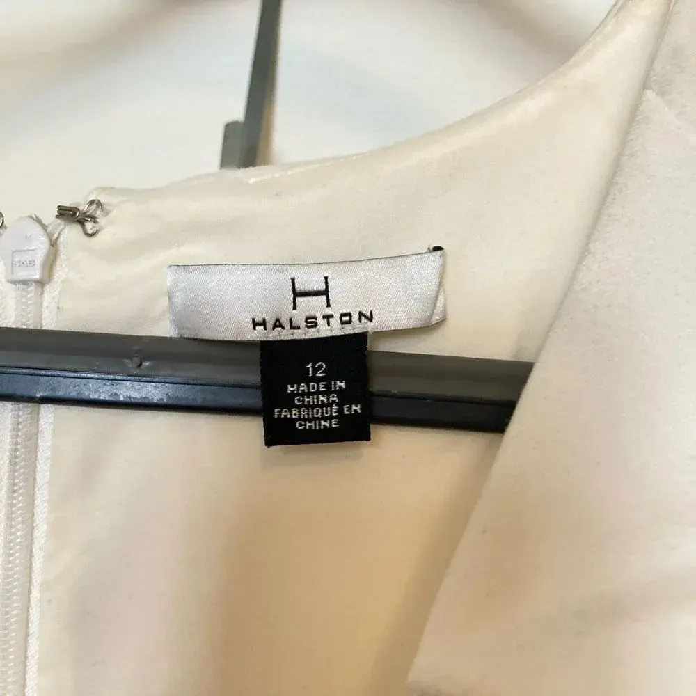 NWT Halston Women's White V Neck Flutter Short Sleeve Maxi Long Dress Size 12 - Image 6