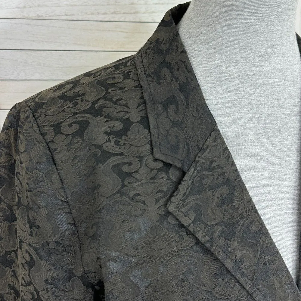 Dialogue Gothic Damask Brocade Blazer Jacket Grey Black 10 Dark Academia - Image 5