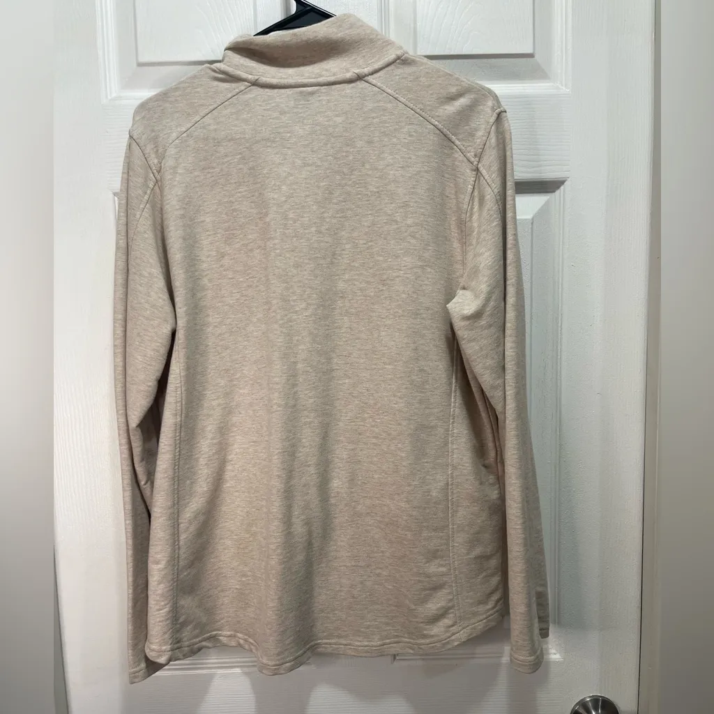 Laura Scott Zip Up Sweater Large tan cream - Image 6