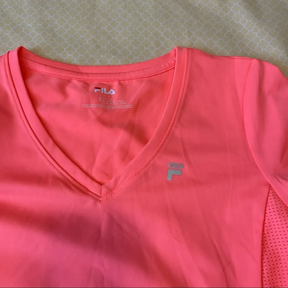 Salmon Pink Fila Sport Tee - Image 2