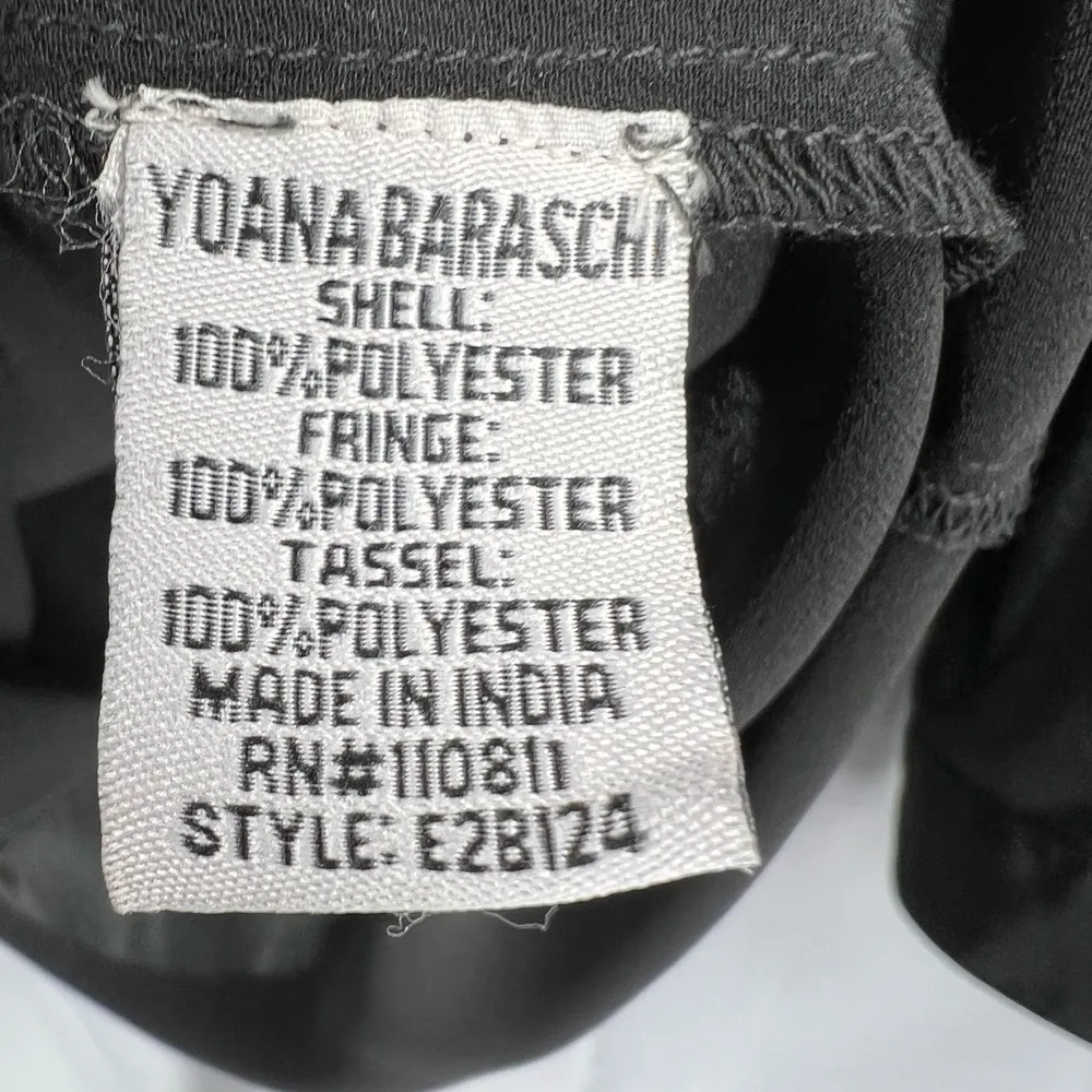 Yoana Baraschi Blouse Black Sheer Fringe Wrap Festival Statement Edgy Size S - Image 5