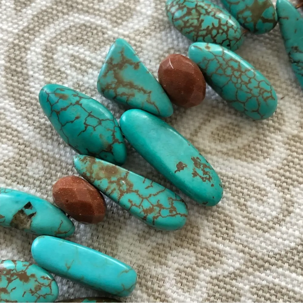 Genuine Turquoise Beaded Necklace Blue - Image 3