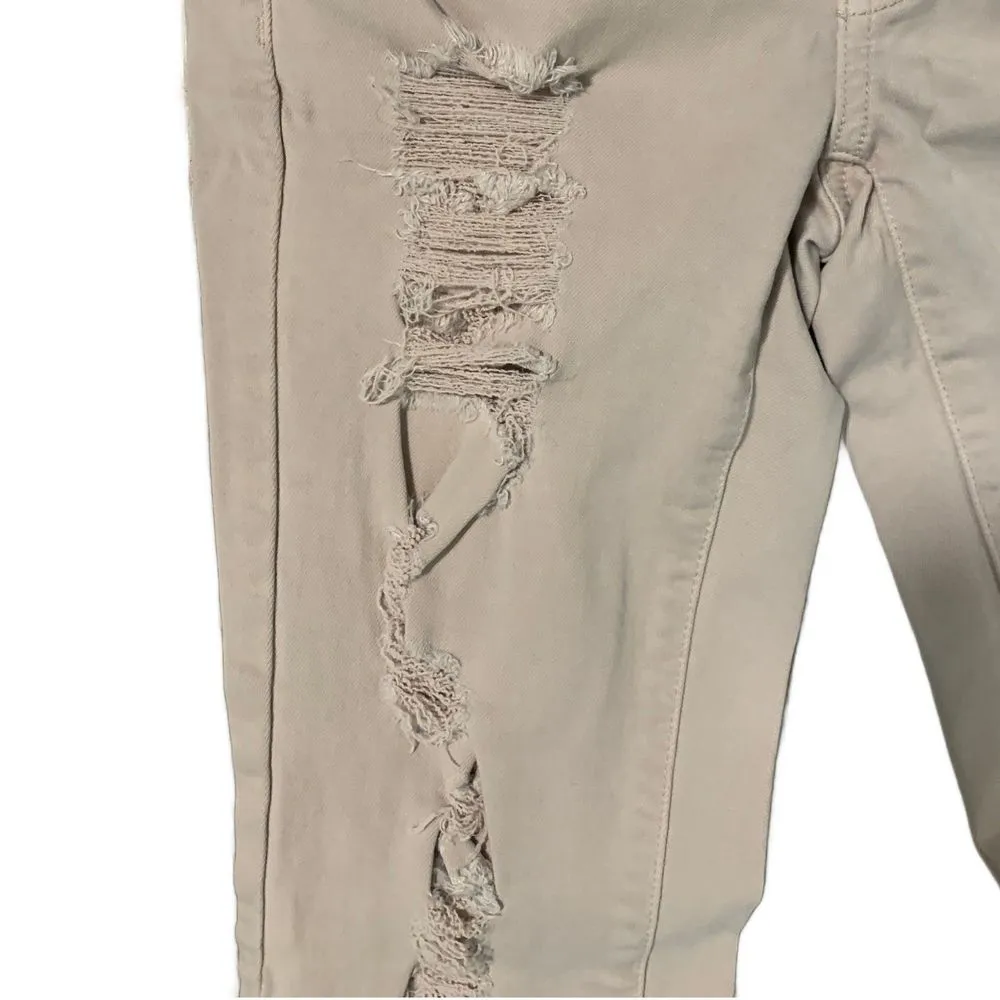 | Cream Colored Distressed Hole Jeggings Size 6 - Image 4