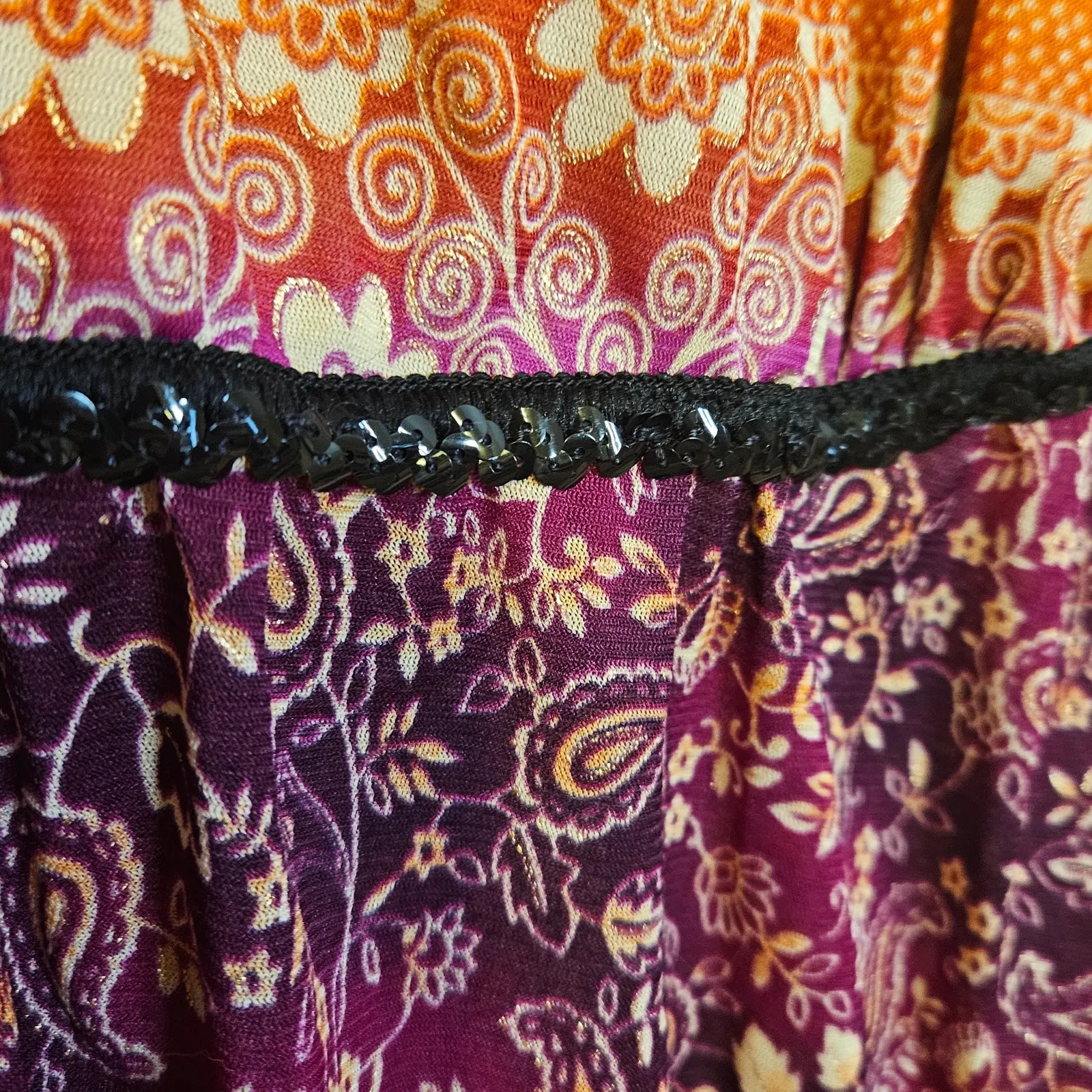 Fashion Big Stretch Size Medium M Stretchy Sequin Tassle Boho Top Shirt Top - Image 2