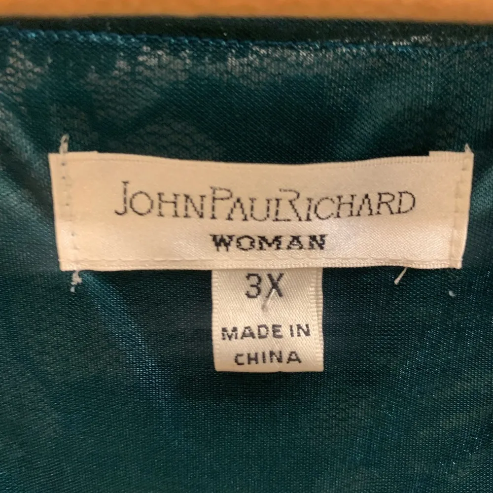 JohnPaulRichard Teal Lace Blouse Blue Size 3X - Image 7