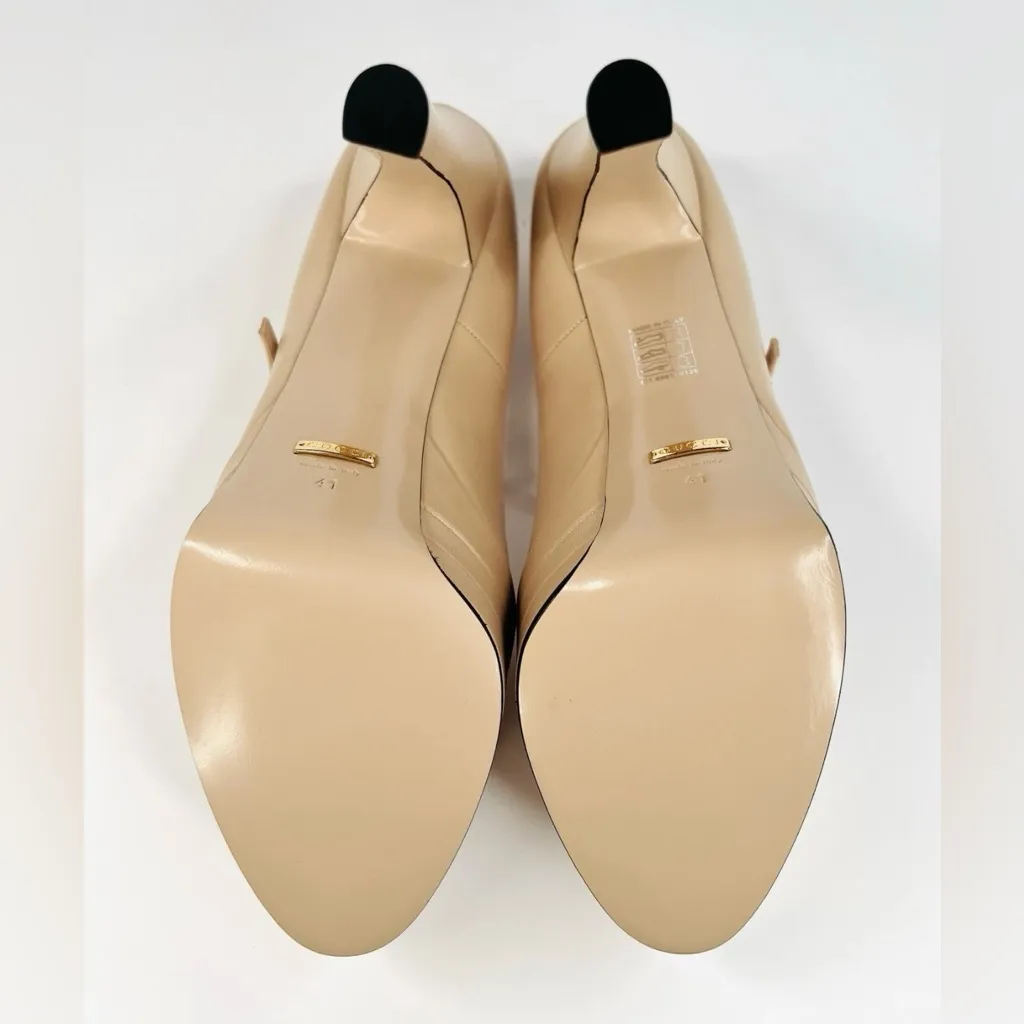 Gucci Plato Malaga Leather Platform Mary Jane Marmont Heel Pump Size EU 41 - Image 5