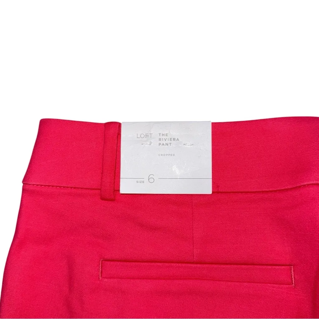 NWT LOFT The Riviera Cropped Pants Mid Rise Rosy Apple Pink Womens Size 6 Office - Image 6