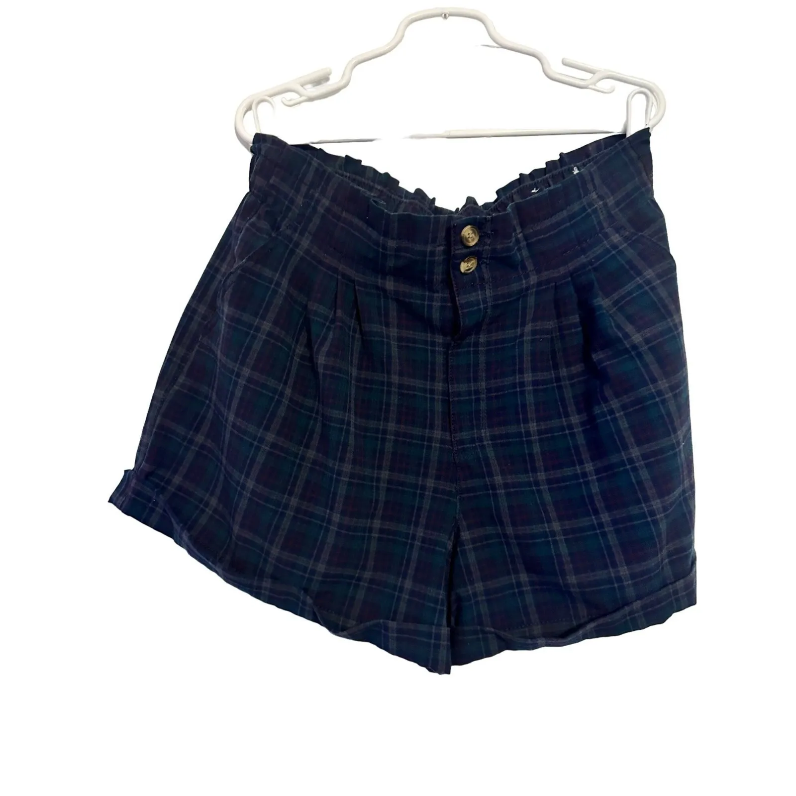 American Eagle‎ Plaid Button-Front High-Waisted Shorts 10 - Image 3
