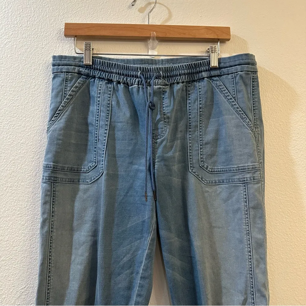 Level 99 Chambray Jogger Pants Stretch Waistband Size M Blue Size M - Image 3