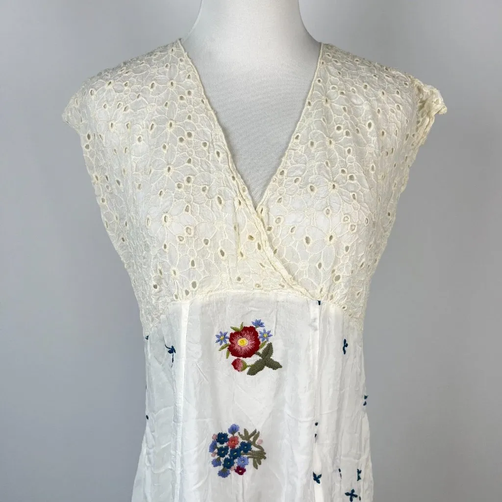 $480 NWOT JOHNNY WAS Clarabelle Floral Embroidered Eyelet Maxi Dress Size S - Image 3
