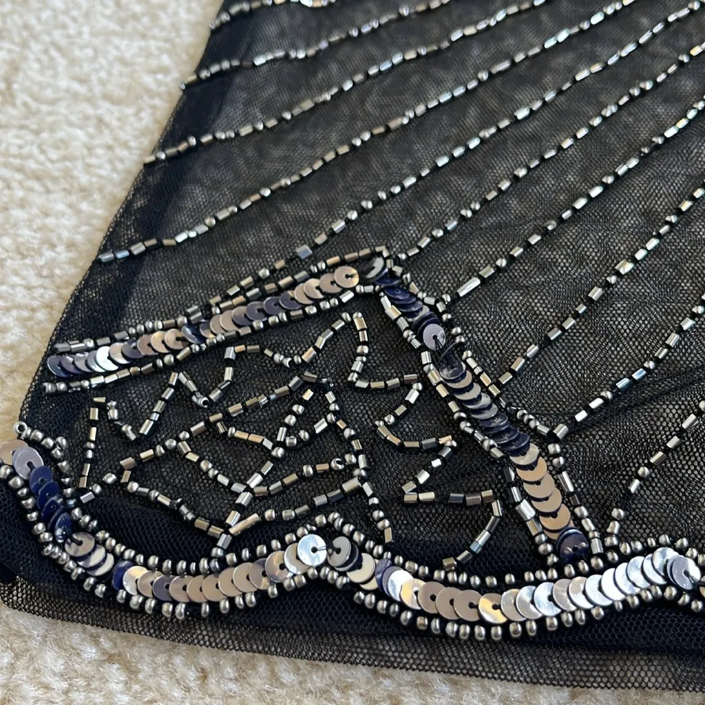 NWT Boohoo Claudia Embellished Beaded Woven Tank Top in Black Women's Size 12 - Image 5