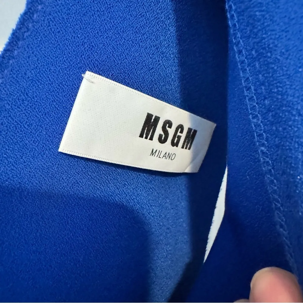 MSGM Blue Sleeveless Asymmetrical Ruffle Mini Dress Size M - Image 3