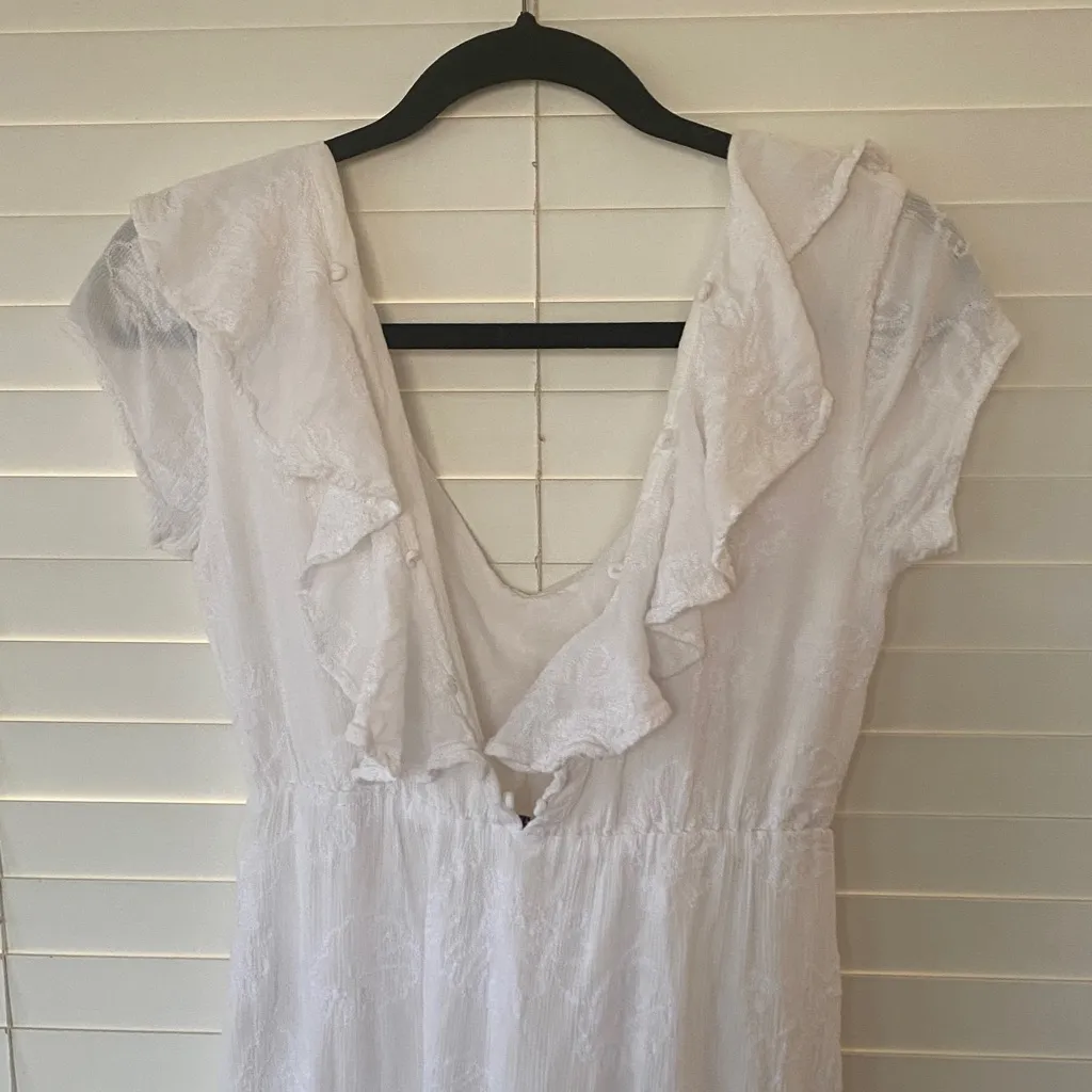 Amuse Society White Ruffled Maxi Dress - Image 4